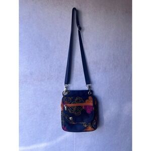 Haiku Crossbody Bag Navy Blue Floral Cloud Print Adjustable Strap Travel Purse